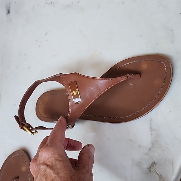 Ralph Lauren brown flat sandals size 7.5 B width - Picture 4 of 9